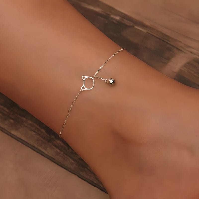 Bell And Cat Anklet bracelet by Unique Leather Bracelets