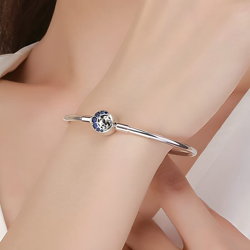 Blue Moon and Stars Bangle Bracelet bracelet by Unique Leather Bracelets