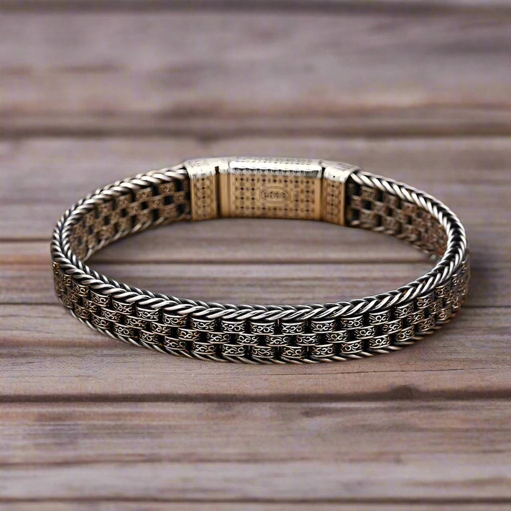 S925 Sterling Silver Woven Bali Bracelet bracelet by Unique Leather Bracelets