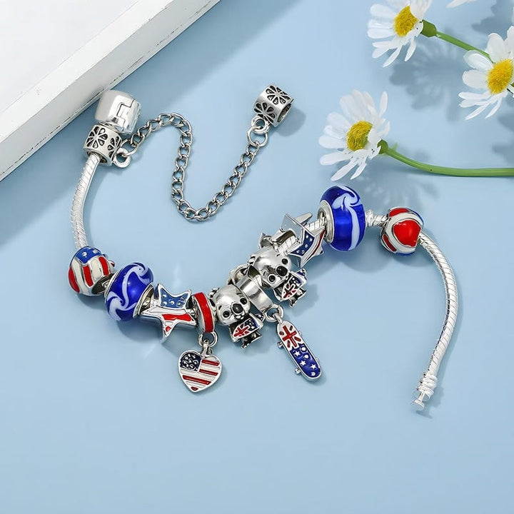 Australia Flag Beads Koala Charm Bracelet bracelet by Unique Leather Bracelets