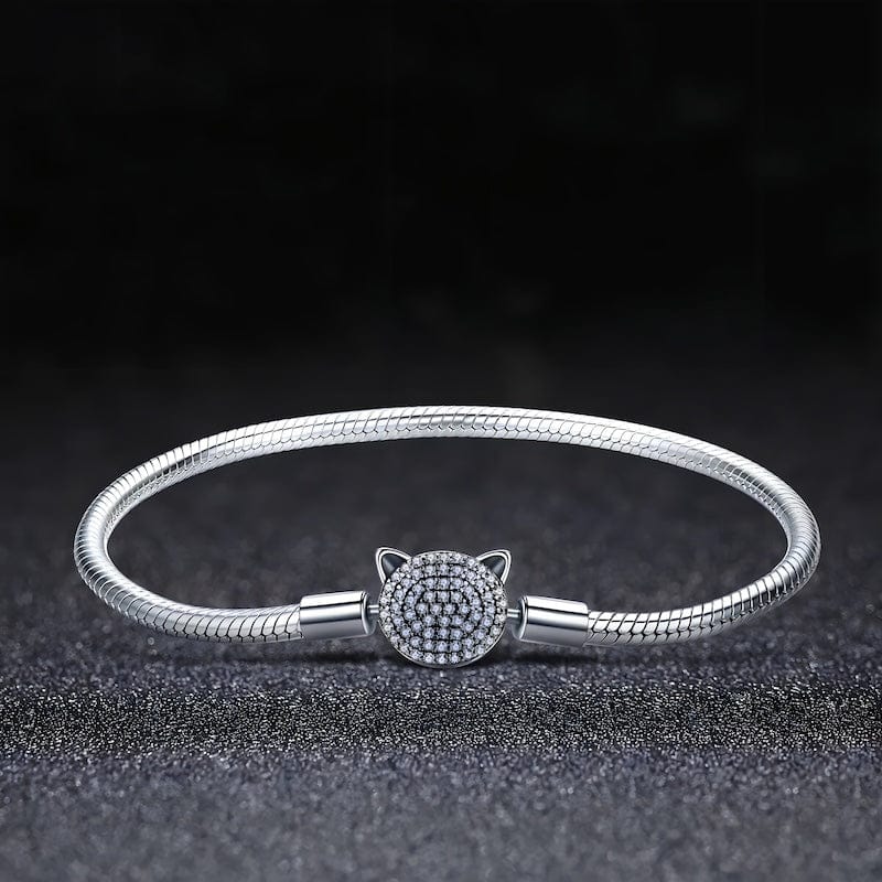 Cat Bracelet Sterling Silver Cubic Zircons bracelet by Unique Leather Bracelets