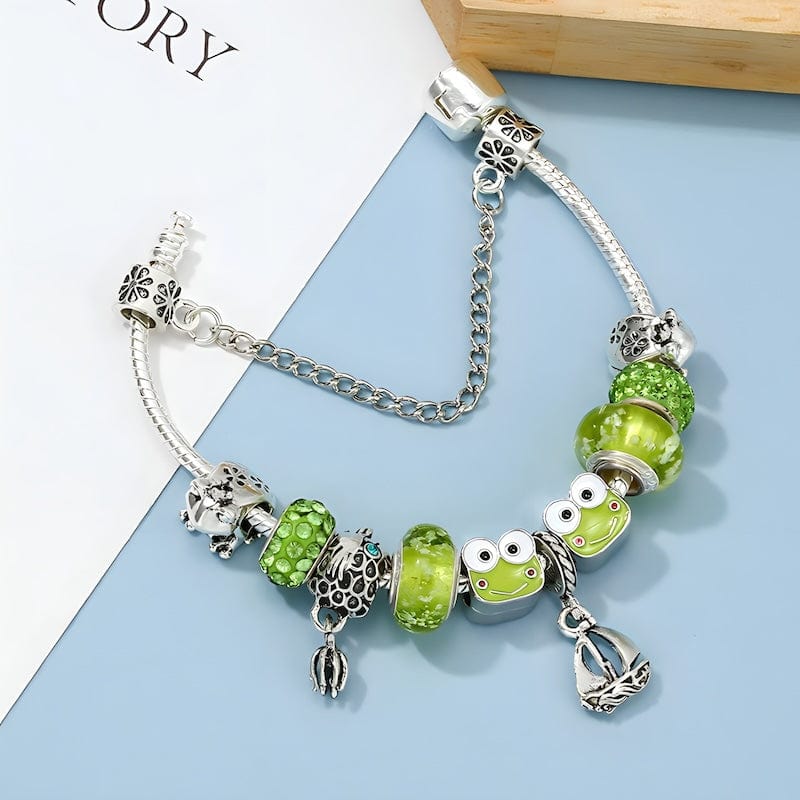 Green Frog Charm Bracelet bracelet by Unique Leather Bracelets
