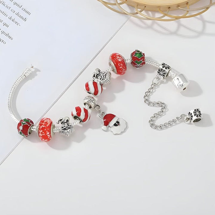 Santa Claus Christmas Red Charm Bracelet Charm Unique Leather Bracelets   