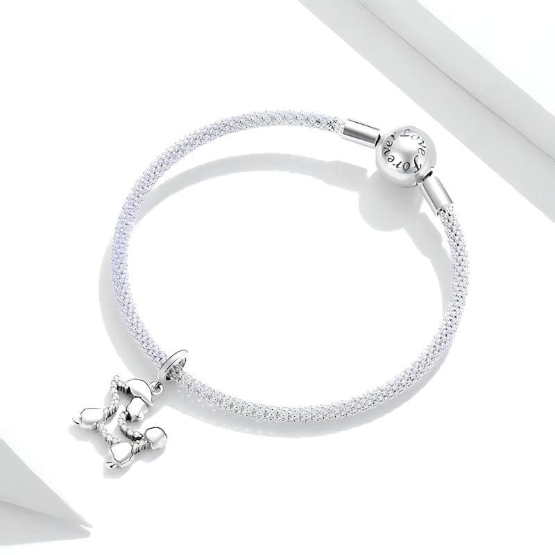 Dog Charm Poodle Sterling Silver bracelet by Unique Leather Bracelets