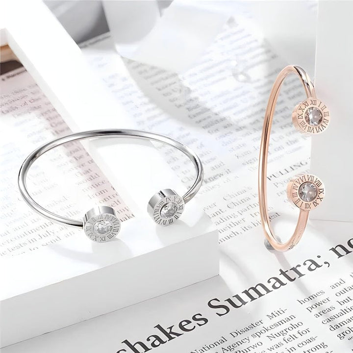 Roman Number Zirconia Cuff Bracelet bracelet by Unique Leather Bracelets