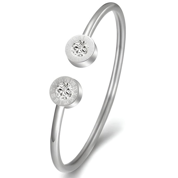 Roman Number Zirconia Cuff Bracelet bracelet by Unique Leather Bracelets