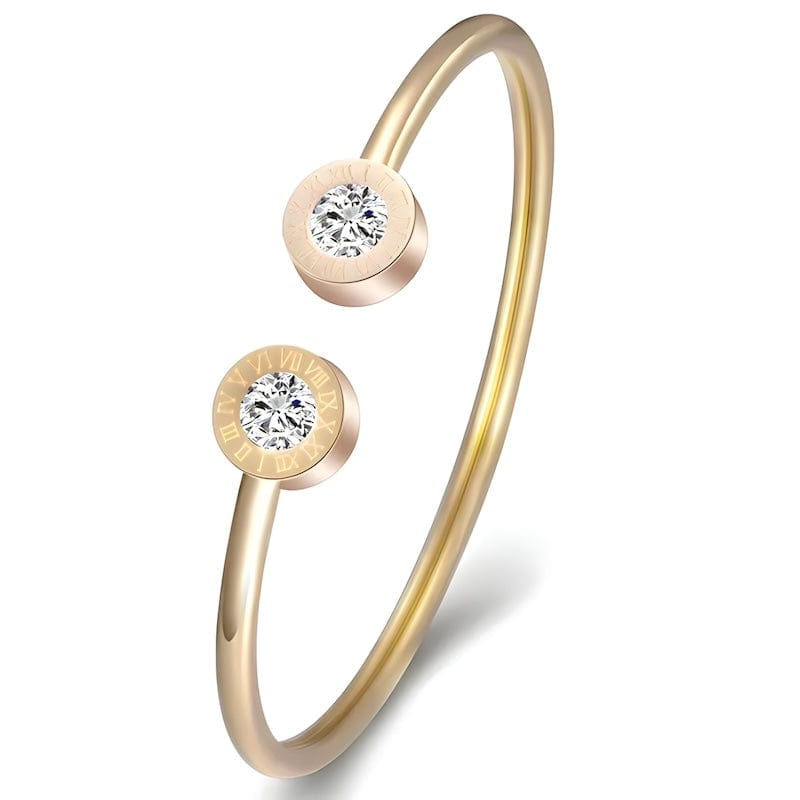 Roman Number Zirconia Cuff Bracelet bracelet by Unique Leather Bracelets