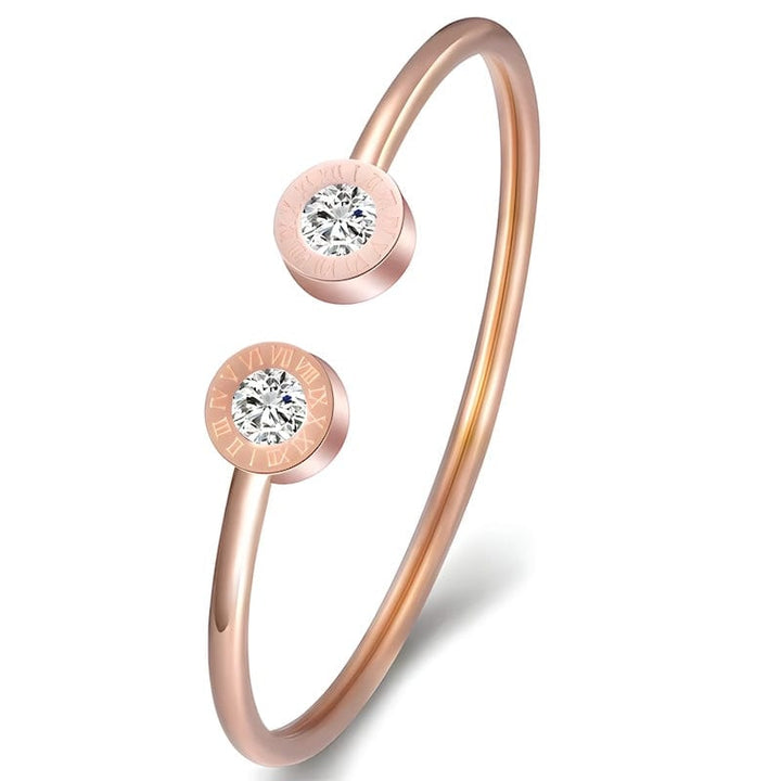 Roman Number Zirconia Cuff Bracelet bracelet by Unique Leather Bracelets