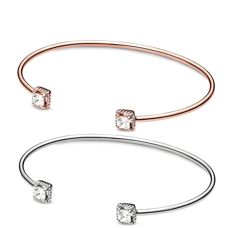 Shiny Square Open Cuff Bracelet bracelet by Unique Leather Bracelets