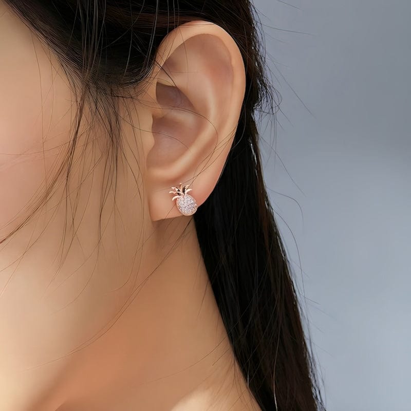 Pineapple Earrings Sterling Silver Rose Gold Color bracelet by Unique Leather Bracelets