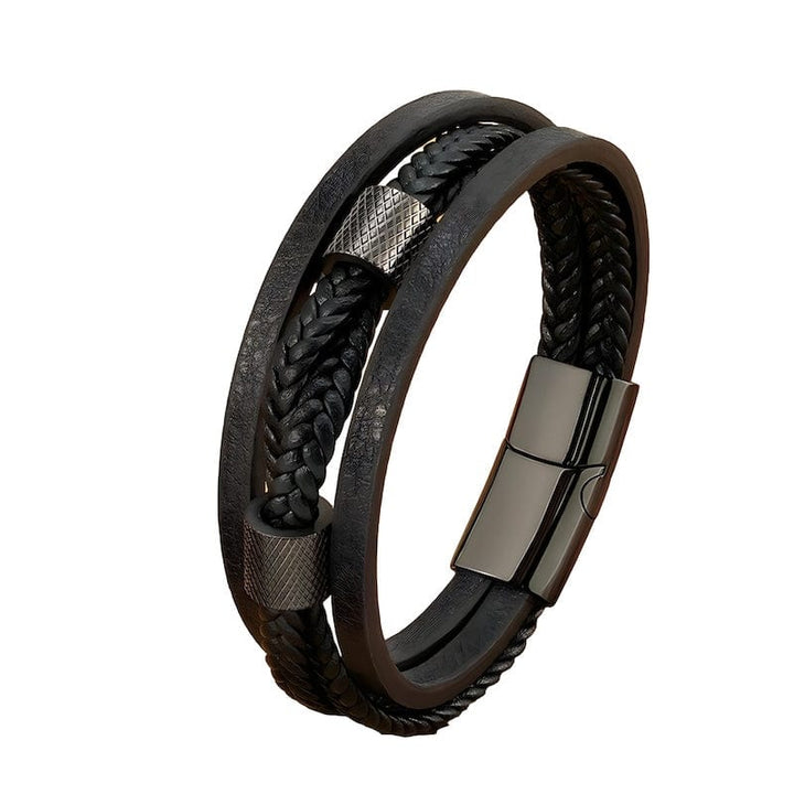 Black Leather Rope Multilayer Bracelet bracelet by Unique Leather Bracelets