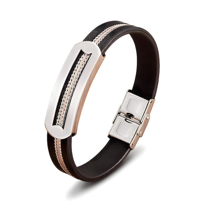 Chain Leather Design Combination Mens Bracelets bracelet by Unique Leather Bracelets