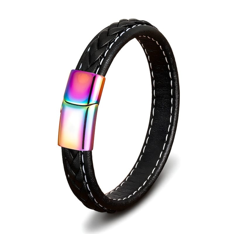 Colorful Rainbow Braided Leather Bracelet bracelet by Unique Leather Bracelets