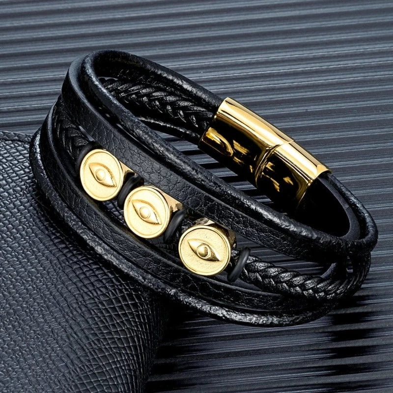 Evil Eye Multilayer Leather Bracelet bracelet by Unique Leather Bracelets