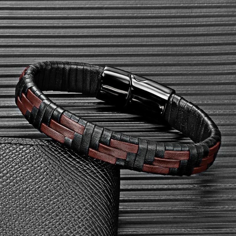 Hand Woven Multicolor Mens Leather Bracelet bracelet by Unique Leather Bracelets