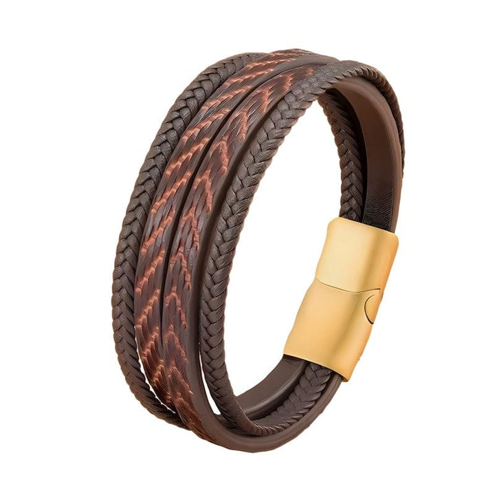 Pattern Design Multilayer Braid Leather Bracelet bracelet by Unique Leather Bracelets