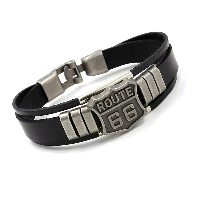 Route 66 Sign Leather Bracelet bracelet by Unique Leather Bracelets