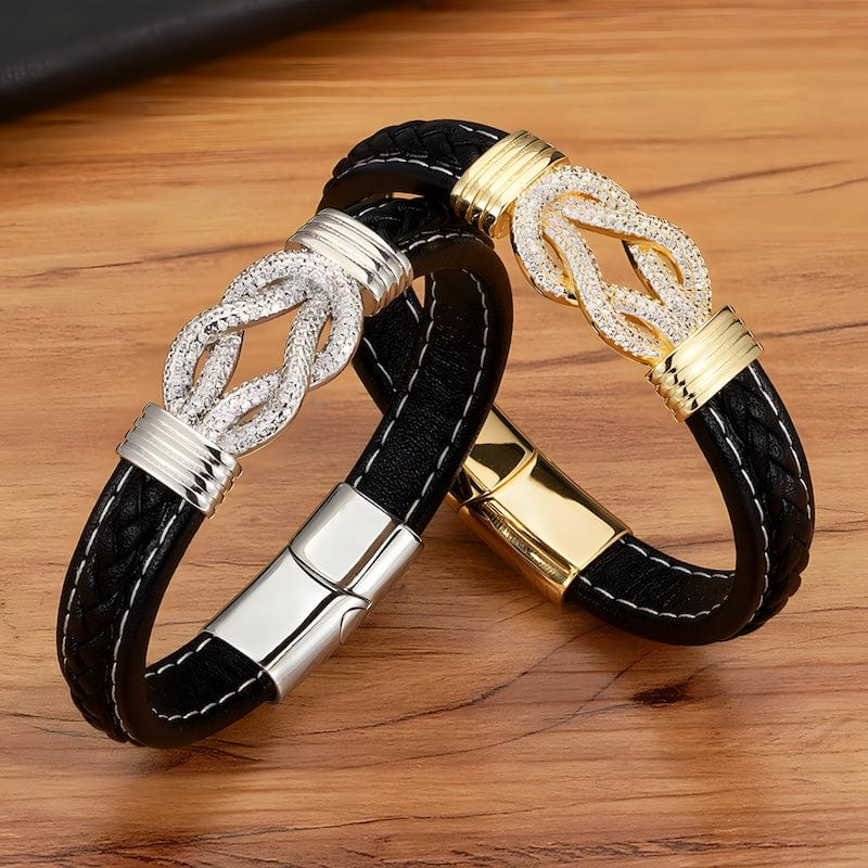 Shiny Braided Leather Mens Bracelets bracelet by Unique Leather Bracelets