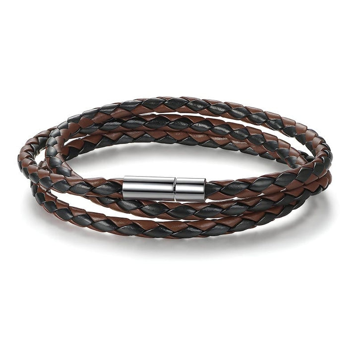 Simple Leather Wrap Bracelet With Magnet Clasp Leather Unique Leather Bracelets Adjustable Brown/Black 