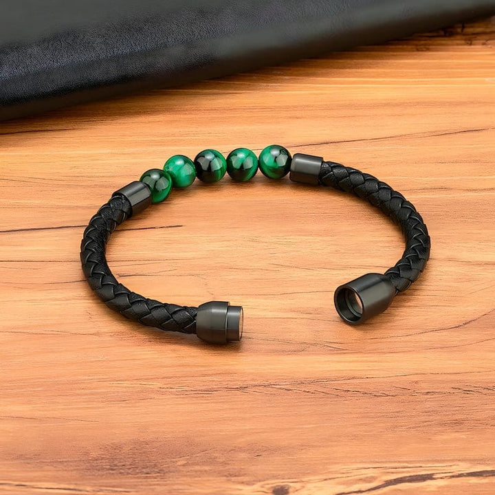 Tiger Eye Beading Braided Leather Bracelet bracelet by Unique Leather Bracelets