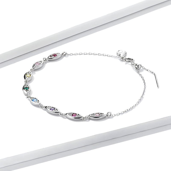 Colorful Zircons Evil Eye Bracelet bracelet by Unique Leather Bracelets