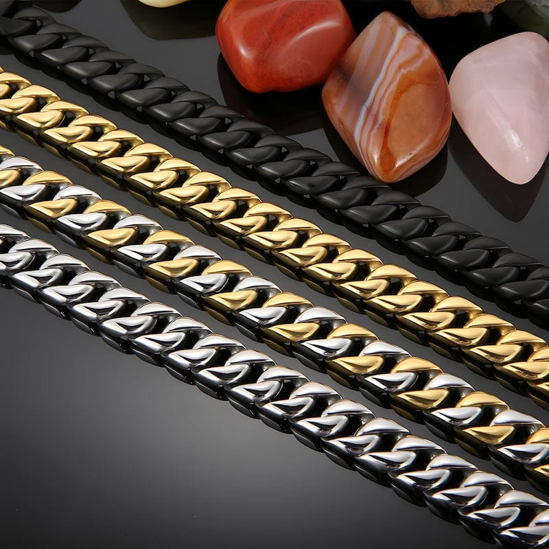Wide Chain Stainless Steel Double Link Bracelet bracelet by Unique Leather Bracelets