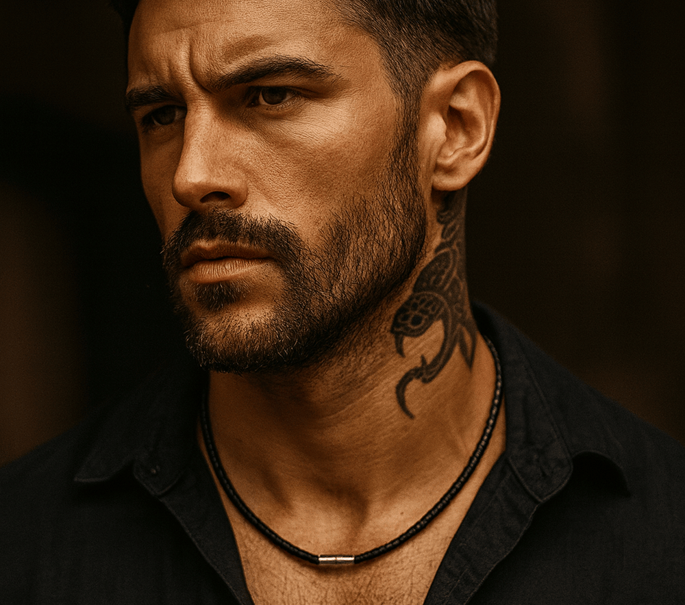 Mens Classic Leather Choker Necklace bracelet by Unique Leather Bracelets