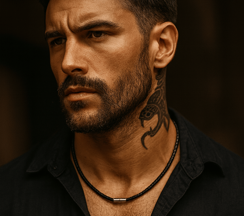 Mens Classic Leather Choker Necklace bracelet by Unique Leather Bracelets