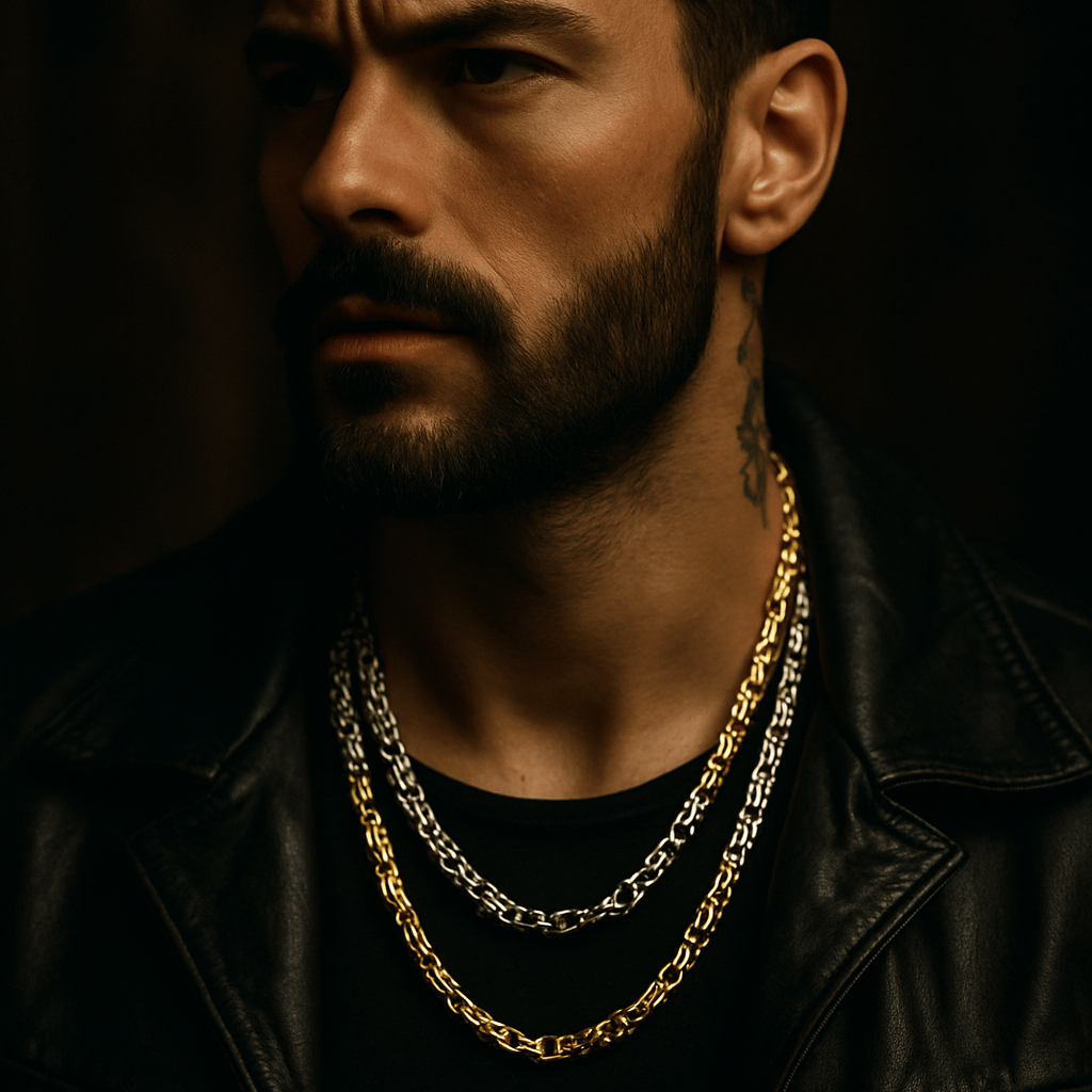 Necklaces Stainless Steel Box Link Chain Necklaces Unique Leather Bracelets