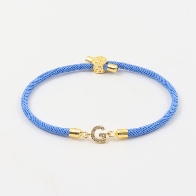 Initial Bracelet Rope Blue bracelet by Unique Leather Bracelets
