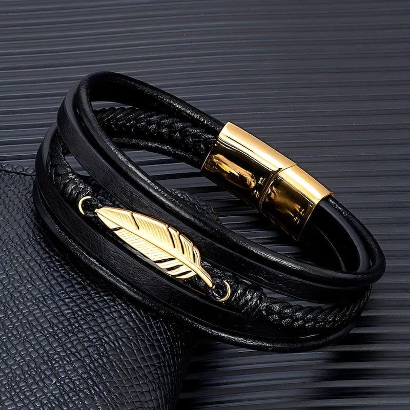 Feather Braided Wrap Leather Bracelet bracelet by Unique Leather Bracelets