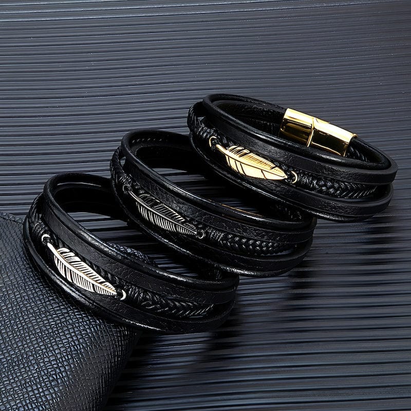 Feather Braided Wrap Leather Bracelet bracelet by Unique Leather Bracelets