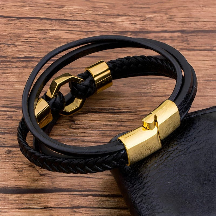 Geometric Shape Octagon Wrap Leather Bracelet bracelet by Unique Leather Bracelets