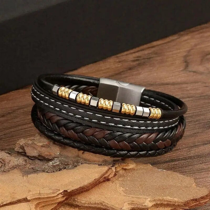 Wrap Bracelet Leather Mens Stack Braid bracelet by Unique Leather Bracelets