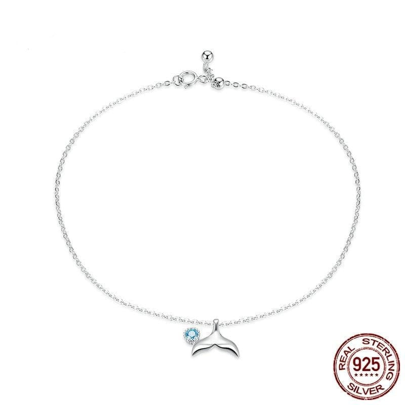 Blue Ocean Mermaid Fish Tail Foot Anklet Anklets Unique Leather Bracelets Silver Adjustable 