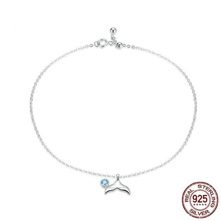 Blue Ocean Mermaid Fish Tail Foot Anklet Anklets Unique Leather Bracelets Silver Adjustable 