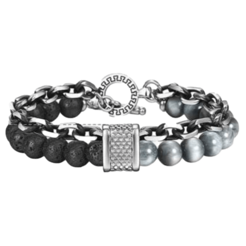 Cuban Link Stainless Steel Beaded Bracelets bracelet by Unique Leather Bracelets