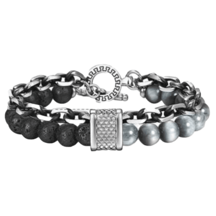 Cuban Link Stainless Steel Beaded Bracelets bracelet by Unique Leather Bracelets