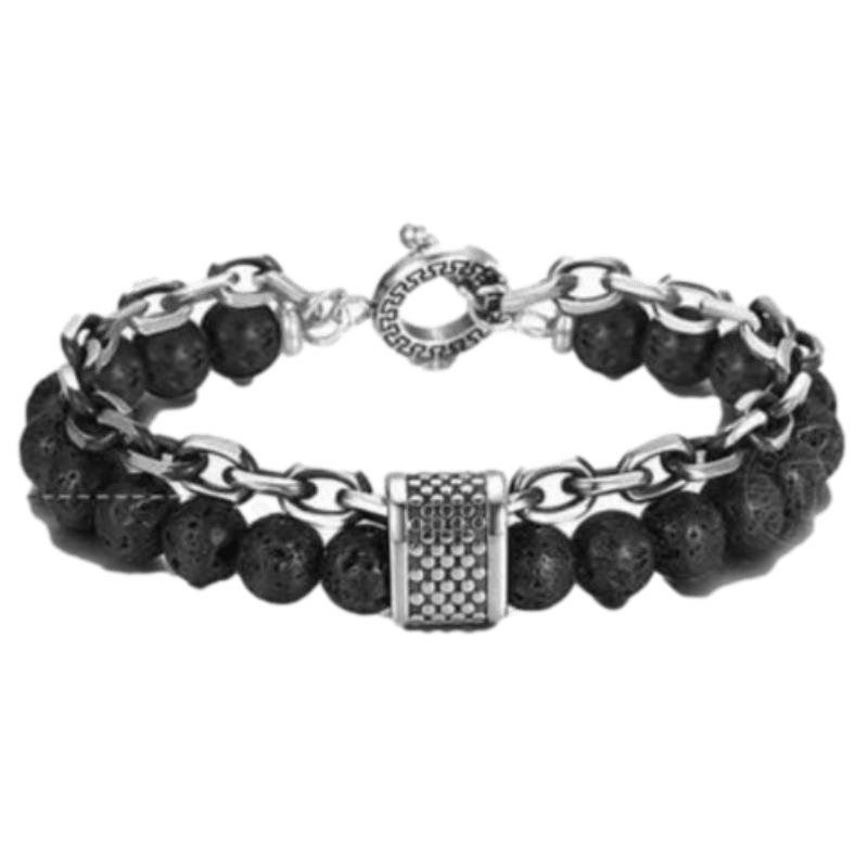 Cuban Link Stainless Steel Beaded Bracelets bracelet by Unique Leather Bracelets