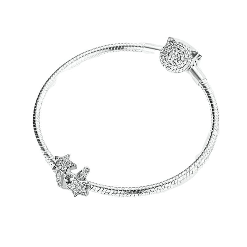 Studded Shiny Star Charm bracelet by Unique Leather Bracelets