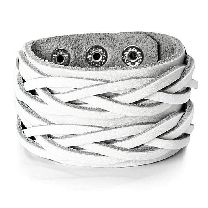 Fadi Leather Bracelets Leather Unique Leather Bracelets White Adjustable 