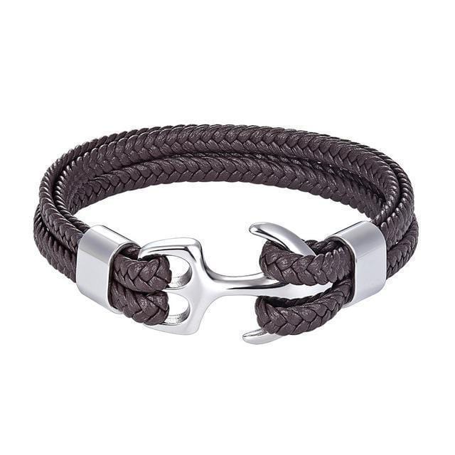 Titanium Anchor Leather Bracelet bracelet by Unique Leather Bracelets