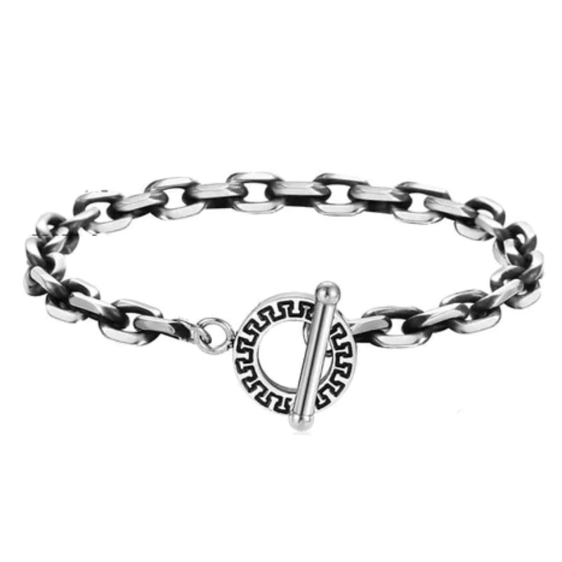 Cuban Link Toggle Clasp Mens Stainless Steel Bracelets bracelet by Unique Leather Bracelets