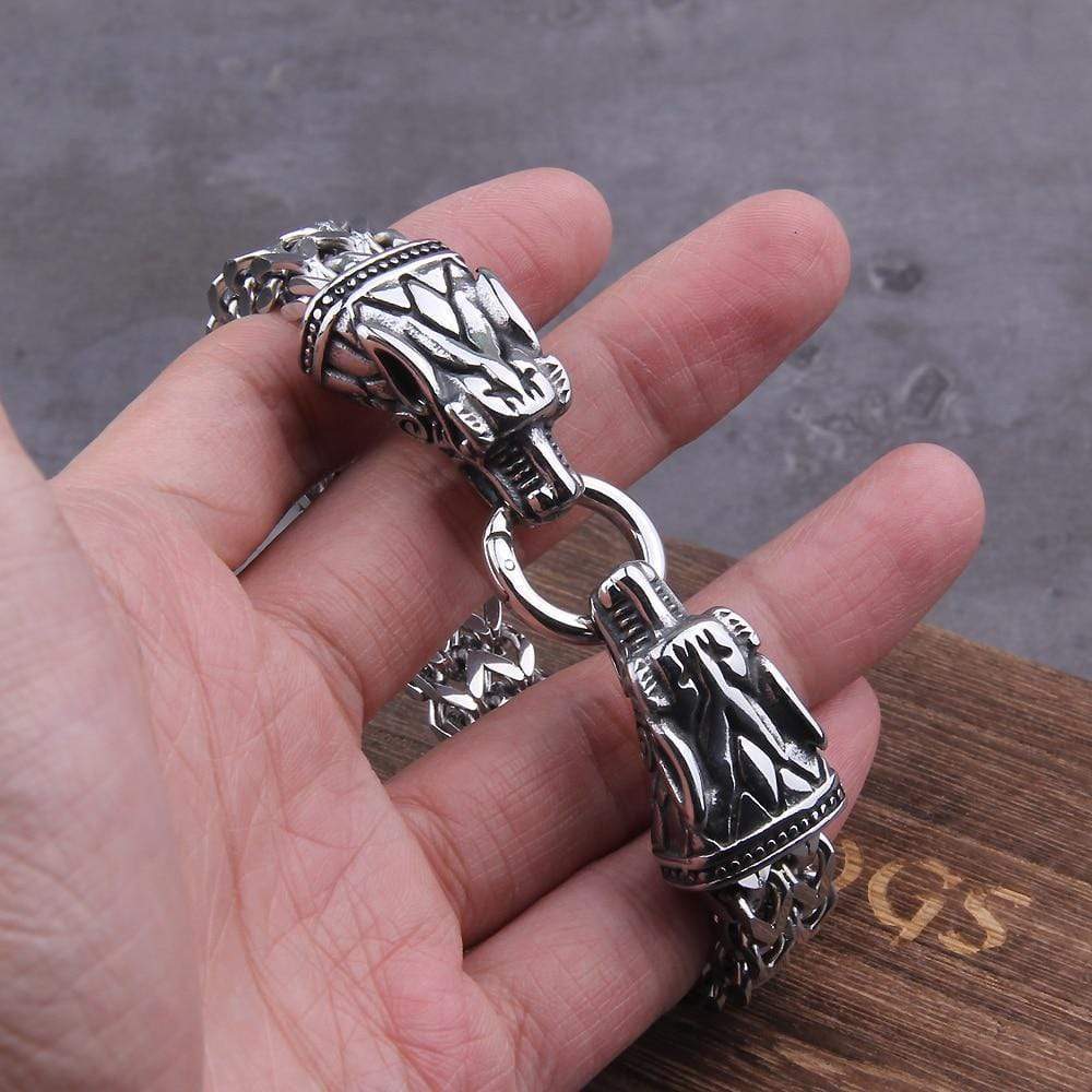 Rock Viking Dragon Charm Bracelet bracelet by Unique Leather Bracelets
