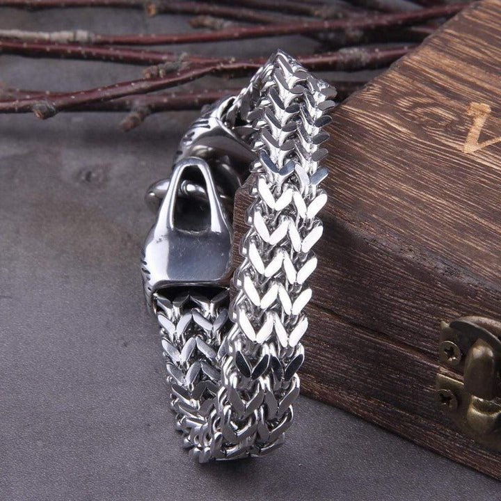 Two Fighting Wolves Link Chain Bracelet bracelet by Unique Leather Bracelets
