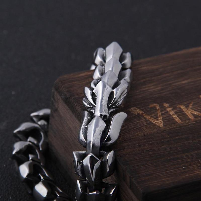 Mens Link Silver Chain Link Chain Unique Leather Bracelets   