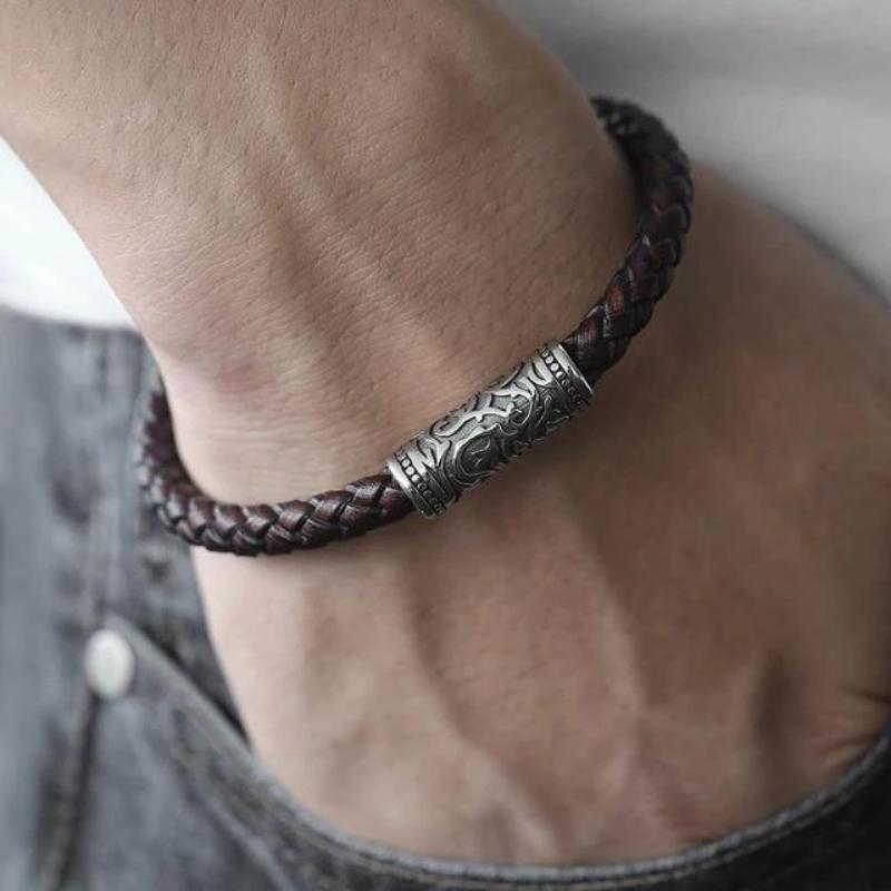 Braided Leather Bracelets: A Vintage Classic Leather Unique Leather Bracelets Brown/Silver 21.5cm (8.5inch) 