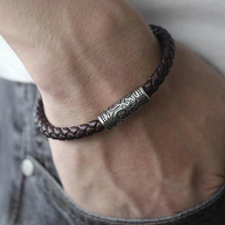 Braided Leather Bracelets: A Vintage Classic Leather Unique Leather Bracelets Brown/Silver 21.5cm (8.5inch) 