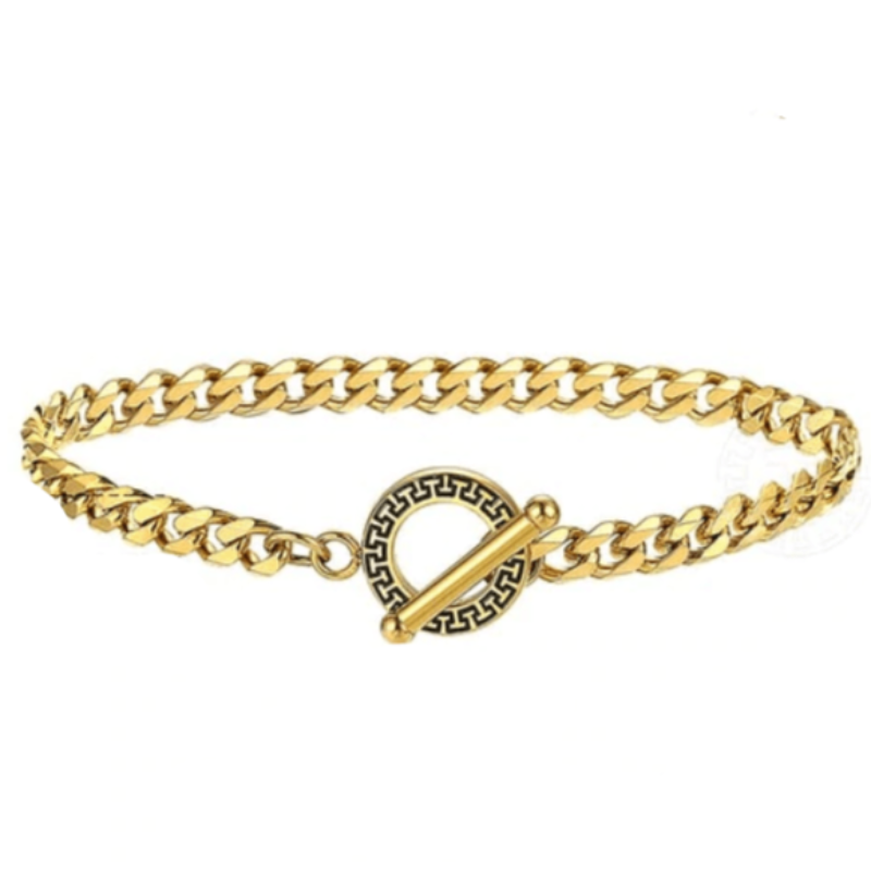 Gold Link Chain Bracelet Mens Stainless Steel Bracelets Link Chain Unique Leather Bracelets 20cm Gold 