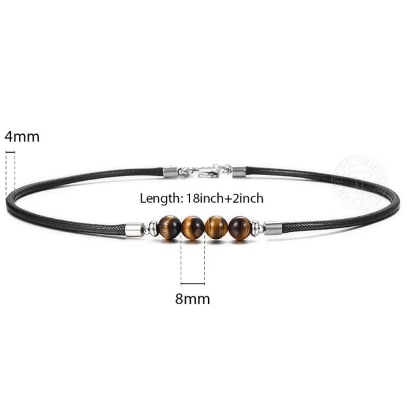 Mens Tigers Eye Leather Cord Choker Necklaces bracelet by Unique Leather Bracelets